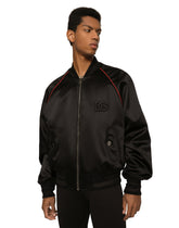 Satin jacket with embroidered DG patch - | Dolce & Gabbana