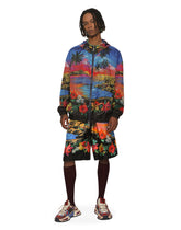 Hooded nylon jacket with Hawaiian print - | Dolce & Gabbana