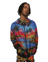 Hooded nylon jacket with Hawaiian print - | Dolce & Gabbana