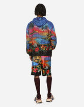 Hooded nylon jacket with Hawaiian print - | Dolce & Gabbana