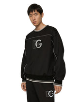 Technical jersey sweatshirt with embossed DG logo - | Dolce & Gabbana