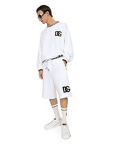 Jersey round-neck sweatshirt with DG embroidery - | Dolce & Gabbana
