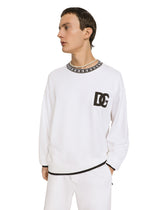 Jersey round-neck sweatshirt with DG embroidery - | Dolce & Gabbana