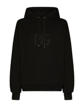 Jersey hoodie with DG embroidery - | Dolce & Gabbana