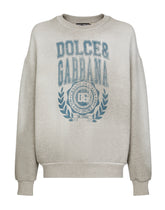 Melange jersey round-neck sweatshirt with print - | Dolce & Gabbana