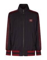 Pinstripe wool jacket with branded tag - | Dolce & Gabbana
