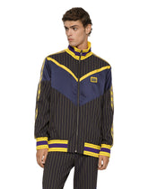 Pinstripe wool jacket with branded tag - | Dolce & Gabbana