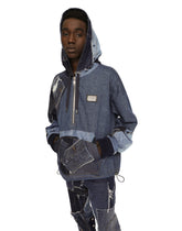 Stretch patchwork denim hoodie - | Dolce & Gabbana