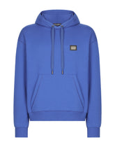Jersey hoodie with branded tag - | Dolce & Gabbana