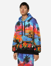 Jersey hoodie with Hawaiian print - | Dolce & Gabbana