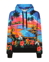 Jersey hoodie with Hawaiian print - | Dolce & Gabbana