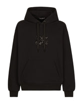 Hoodie with rhinestone-detailed DG patch - | Dolce & Gabbana