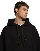 Hoodie with rhinestone-detailed DG patch - | Dolce & Gabbana