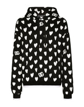 Jersey hoodie with DG heart print - | Dolce & Gabbana