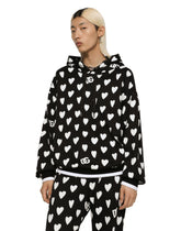 Jersey hoodie with DG heart print - | Dolce & Gabbana
