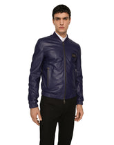 Leather jacket with branded tag - | Dolce & Gabbana