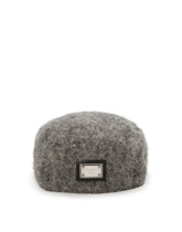 Mohair wool flat cap with logo tag - | Dolce & Gabbana