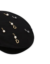 Cotton flat cap with pearls and DG pendants - | Dolce & Gabbana