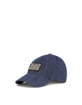 Denim baseball cap with branded plate - | Dolce & Gabbana