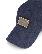 Denim baseball cap with branded plate - | Dolce & Gabbana
