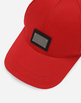 Cotton baseball cap with logo tag - | Dolce & Gabbana