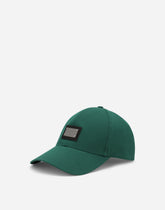 Cotton baseball cap with logo tag - | Dolce & Gabbana