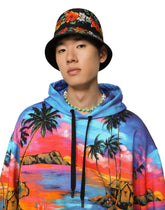 Nylon bucket hat with Hawaiian print - | Dolce & Gabbana