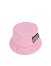 Coated cotton bucket hat with plate - | Dolce & Gabbana