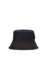 Denim bucket hat with branded plate - | Dolce & Gabbana