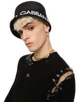 Nylon bucket hat with Dolce&Gabbana embroidery - | Dolce & Gabbana