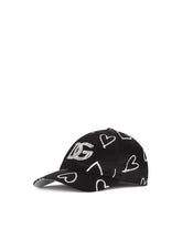 Satin baseball cap with DG heart print - | Dolce & Gabbana