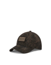 Cotton baseball cap with branded tag - | Dolce & Gabbana