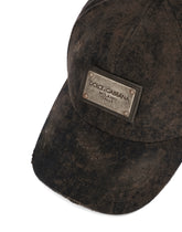 Cotton baseball cap with branded tag - | Dolce & Gabbana