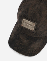Cotton baseball cap with branded tag - | Dolce & Gabbana