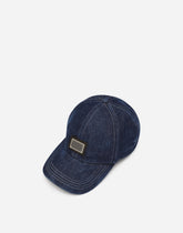 Denim baseball cap with logo tag - | Dolce & Gabbana