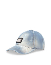 Denim baseball cap with logo tag - | Dolce & Gabbana