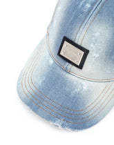 Denim baseball cap with logo tag - | Dolce & Gabbana