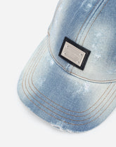 Denim baseball cap with logo tag - | Dolce & Gabbana