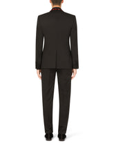 Wool Sicilia-fit suit with rhinestones - | Dolce & Gabbana
