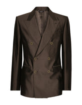 Shantung silk double-breasted Sicilia-fit suit - | Dolce & Gabbana