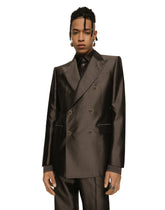 Shantung silk double-breasted Sicilia-fit suit - | Dolce & Gabbana