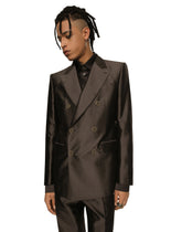 Shantung silk double-breasted Sicilia-fit suit - | Dolce & Gabbana