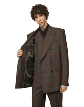 Double-breasted glen plaid Sicilia-fit suit - | Dolce & Gabbana