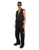 Cotton cargo pants with tag - | Dolce & Gabbana