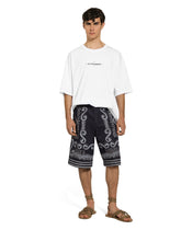 Marina-print blue denim shorts - | Dolce & Gabbana