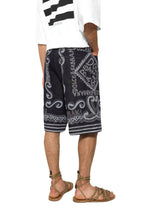 Marina-print blue denim shorts - | Dolce & Gabbana