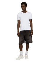 Gray denim shorts with abrasions - | Dolce & Gabbana