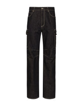 Denim cargo jeans with contrasting stitching - | Dolce & Gabbana