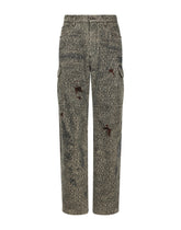 Gray denim cargo jeans with laser-etched logo - | Dolce & Gabbana
