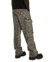 Gray denim cargo jeans with laser-etched logo - | Dolce & Gabbana